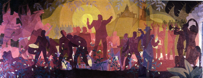 Aaron Douglas. From Slavery to Reconstruction. (from Aspects of Negro ...